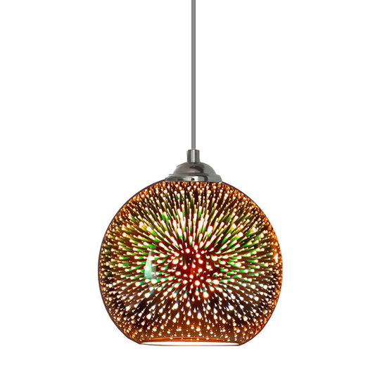 Modern Gold/Copper 3D Glass Globe Hanging Light Fixture - 1 Head - Dining Room Pendant Lamp - 8"/10" Wide
