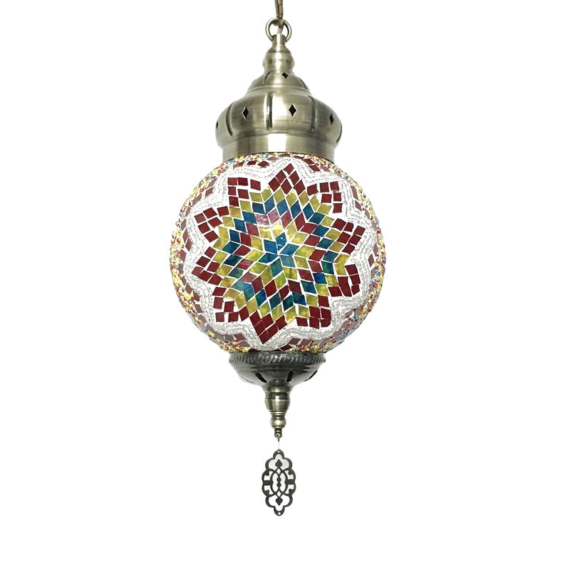 Colorful Glass Antique Ball Hanging Light with 1/6 Bulbs - Ideal for Living Room Suspension