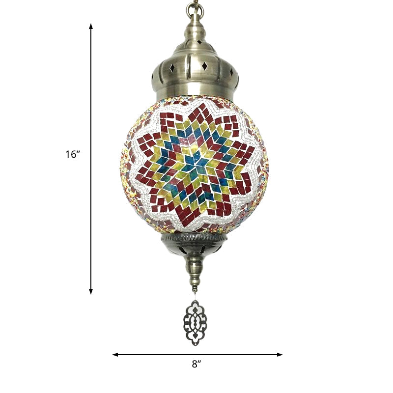 Colorful Glass Antique Ball Hanging Light with 1/6 Bulbs - Ideal for Living Room Suspension