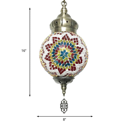 Colorful Glass Antique Ball Hanging Light with 1/6 Bulbs - Ideal for Living Room Suspension