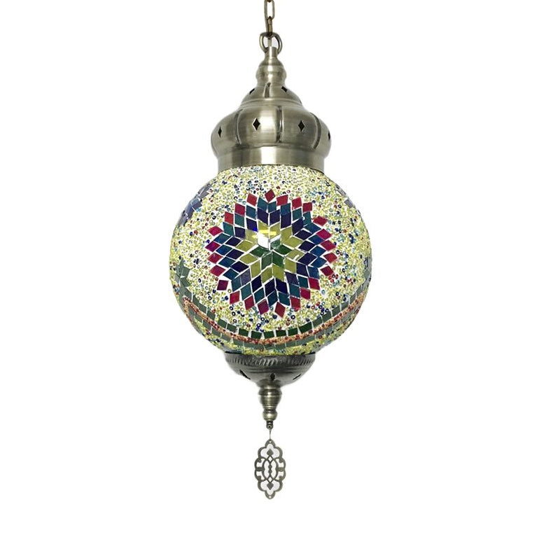 Colorful Glass Antique Ball Hanging Light with 1/6 Bulbs - Ideal for Living Room Suspension