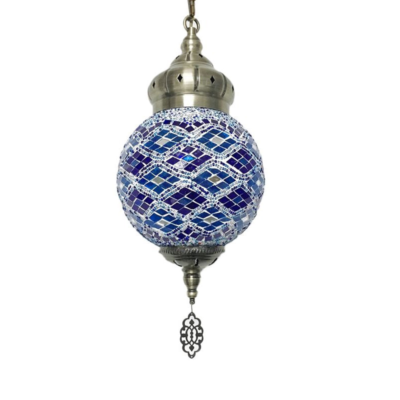 Colorful Glass Antique Ball Hanging Light with 1/6 Bulbs - Ideal for Living Room Suspension