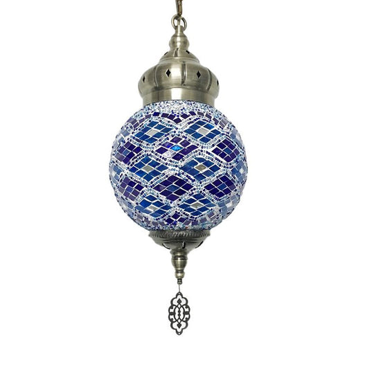 Colorful Glass Antique Ball Hanging Light with 1/6 Bulbs - Ideal for Living Room Suspension