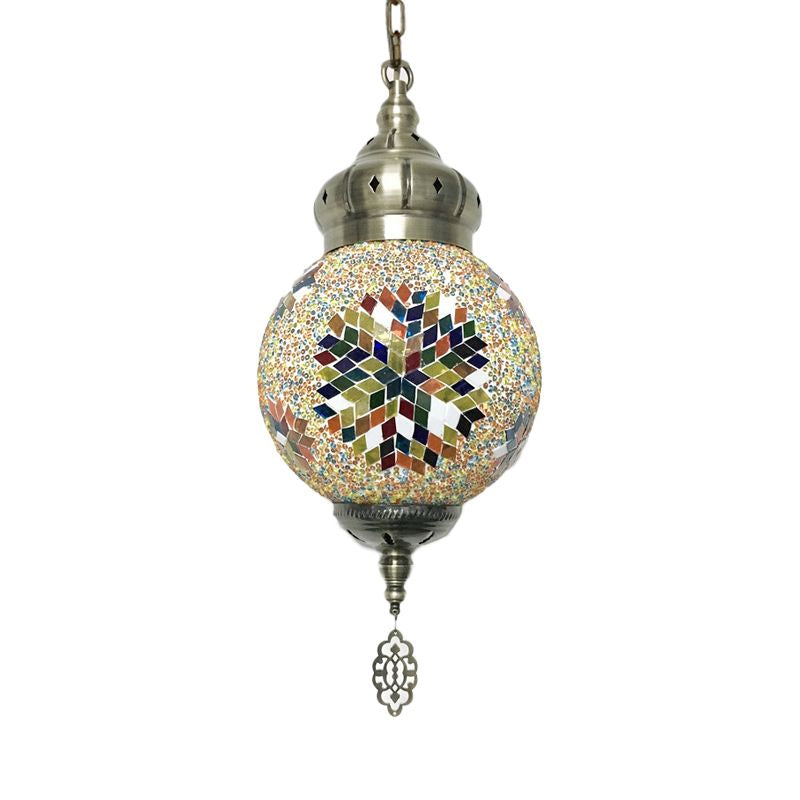 Colorful Glass Antique Ball Hanging Light with 1/6 Bulbs - Ideal for Living Room Suspension