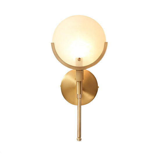 Colonial Oval Milk Glass Wall Sconce with Brass Fixture - 1 Bulb Living Room Lighting