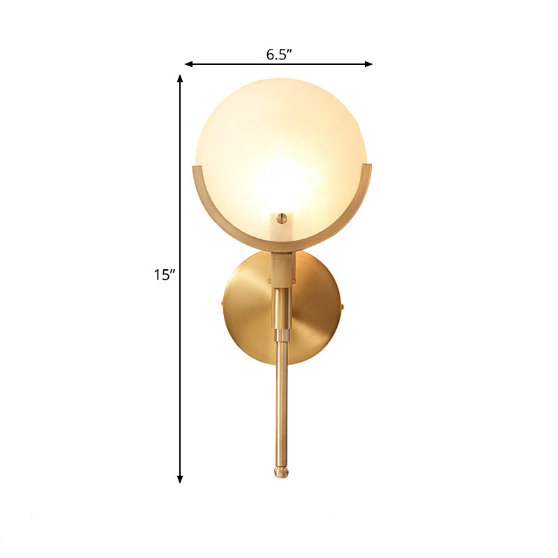 Colonial Oval Milk Glass Wall Sconce with Brass Fixture - 1 Bulb Living Room Lighting