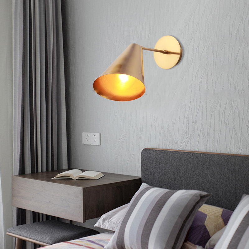 Gold Beveled Conical Iron Wall Light – Simplicity, 1 Light Design