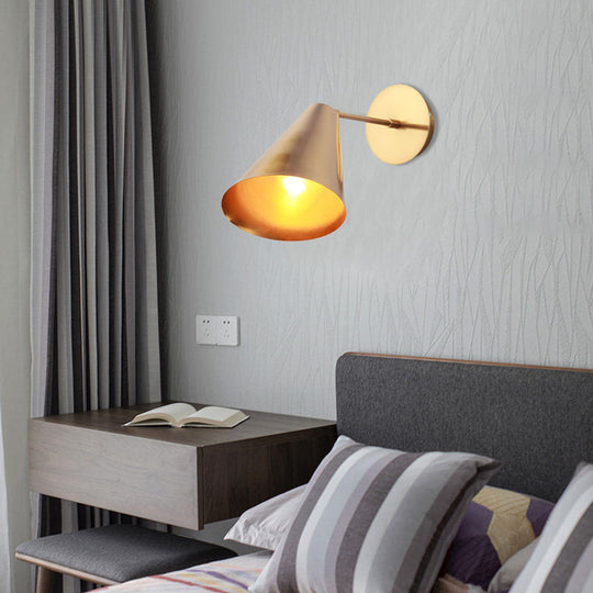 Gold Beveled Conical Iron Wall Light – Simplicity, 1 Light Design