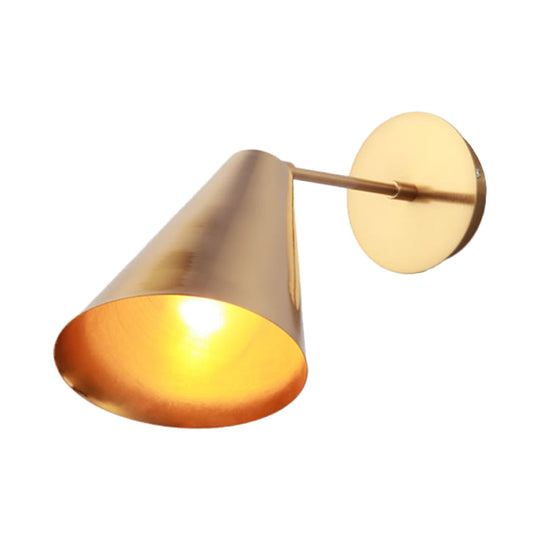 Gold Beveled Conical Iron Wall Light – Simplicity, 1 Light Design