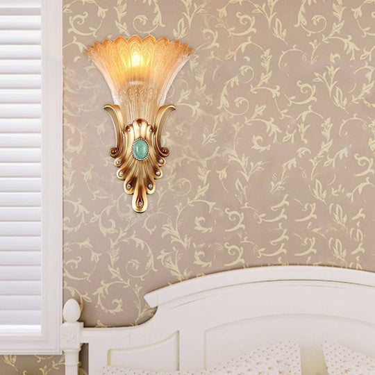 10"/13" Wide Gold 1-Light Flush Mount Wall Light Fixture with Frosted Glass for Bedroom