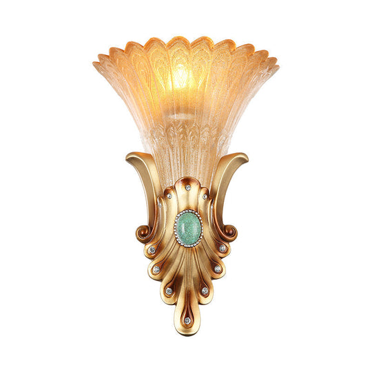 10"/13" Wide Gold 1-Light Flush Mount Wall Light Fixture with Frosted Glass for Bedroom