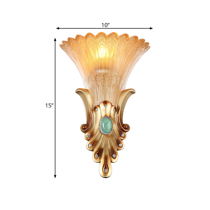 10"/13" Wide Gold 1-Light Flush Mount Wall Light Fixture with Frosted Glass for Bedroom