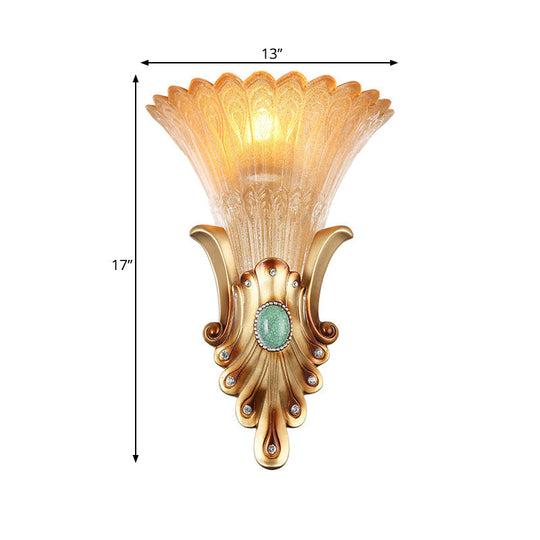 10"/13" Wide Gold 1-Light Flush Mount Wall Light Fixture with Frosted Glass for Bedroom