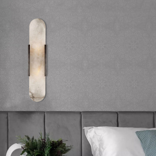 Colonial Gold/Black Marble Wall Sconce Lighting for Dining Room - 2 Bulbs Bar Flush Mount