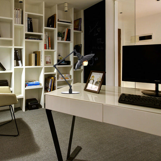 Stylish Vintage Adjustable Table Lamp with Metal Shade for Study Room - Black/Brass