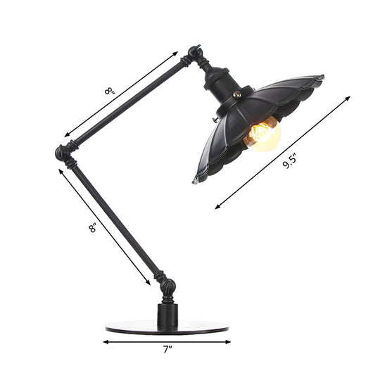 Stylish Vintage Adjustable Table Lamp with Metal Shade for Study Room - Black/Brass