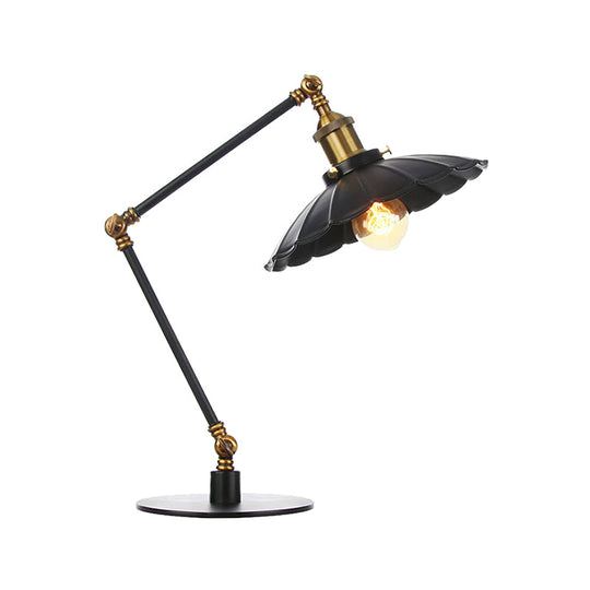 Stylish Vintage Adjustable Table Lamp with Metal Shade for Study Room - Black/Brass