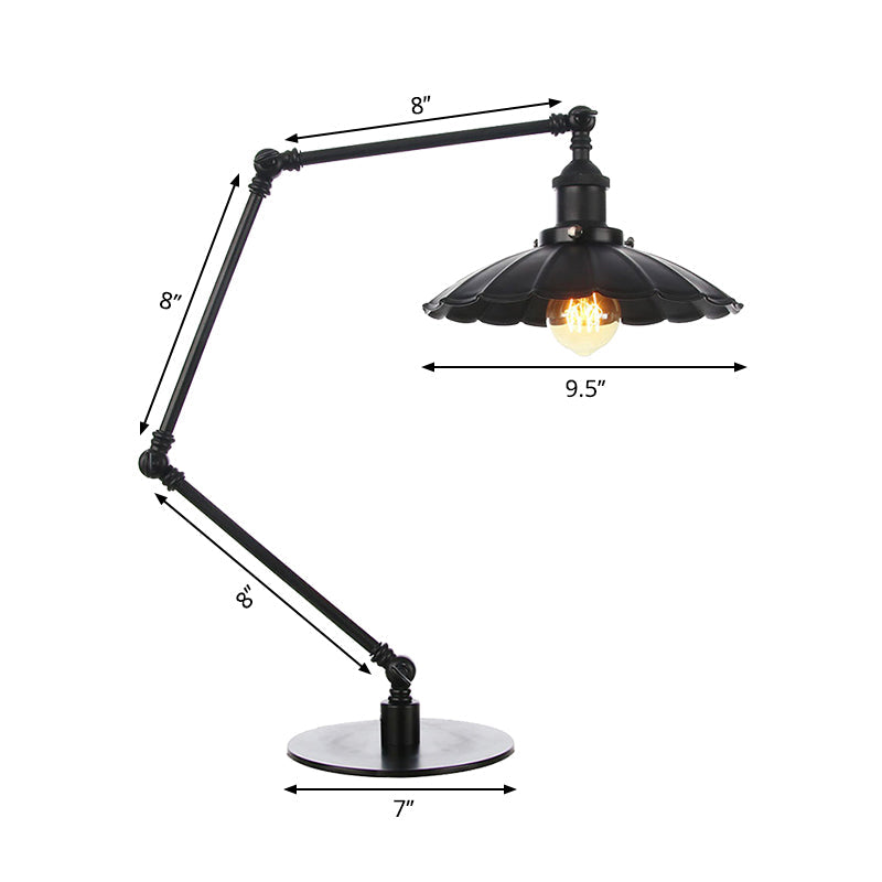 Stylish Vintage Adjustable Table Lamp with Metal Shade for Study Room - Black/Brass