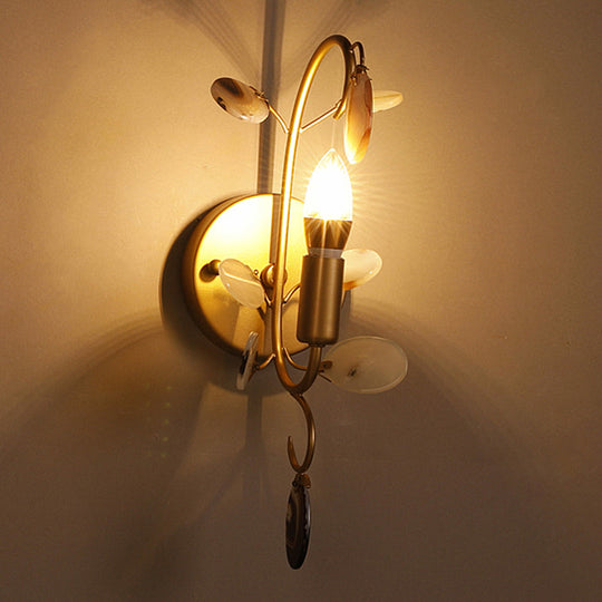 Modern Brass Wall Sconce with Curved Arm | Bare Bulb Light Fixture