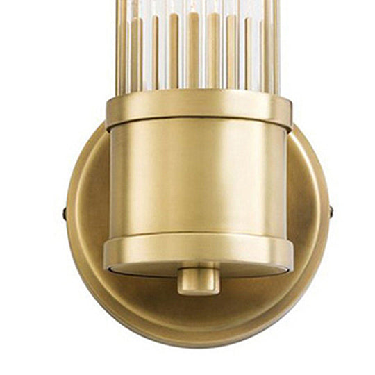 Contemporary Gold Crystal Wall Sconce for Living Room - 1/2 Bulb Cylindrical Design