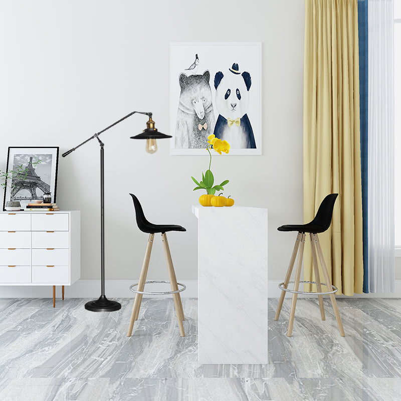 Industrial Style Floor Standing Lamp in Black/Bronze with Flared Metal Shade, 10"/12" Wide