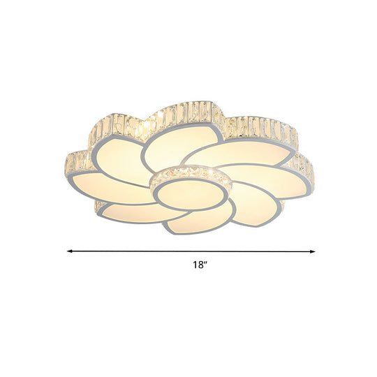 Modern Crystal Ceiling Lamp - Smart LED Flush Mount Light 18"/24" Wide - Warm/White Light