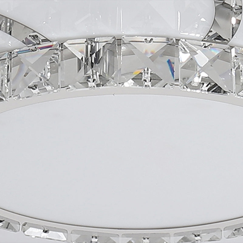 Modern Crystal Ceiling Lamp - Smart LED Flush Mount Light 18"/24" Wide - Warm/White Light