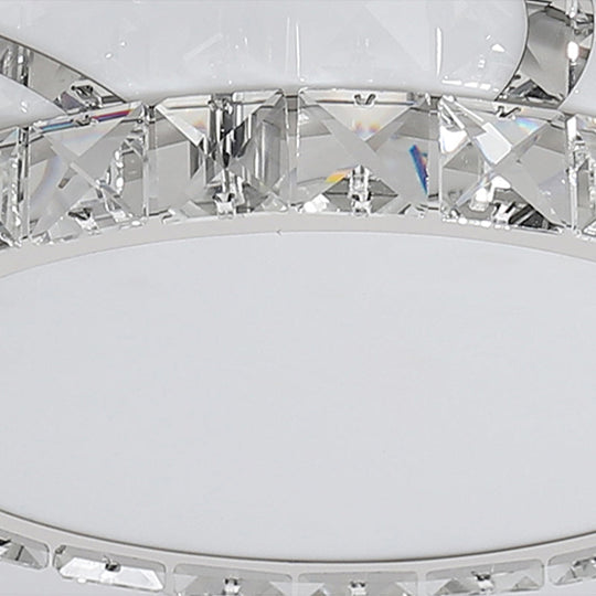 Modern Crystal Ceiling Lamp - Smart LED Flush Mount Light 18"/24" Wide - Warm/White Light