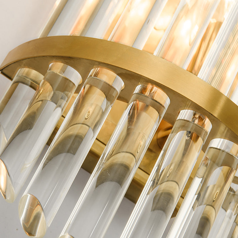 Minimalist Clear Crystal Sconce with Gold Finish - 2 Lights for Elegant Indoor Wall Lighting