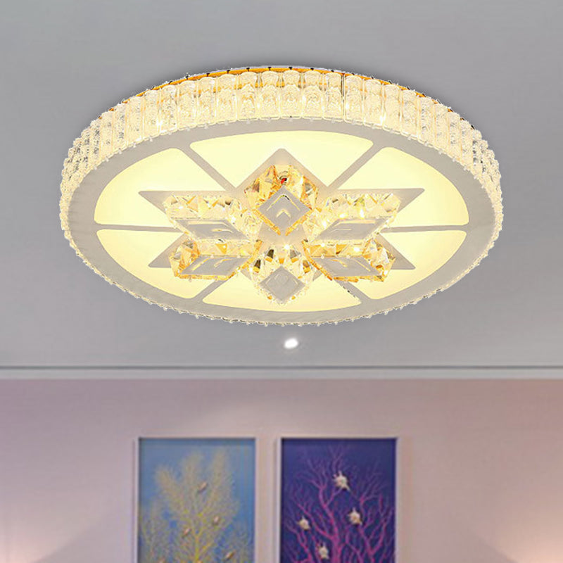 Simple White LED Crystal Flush Mount Lamp - Star/Flower Design | Close to Ceiling Light Fixture for Bedroom