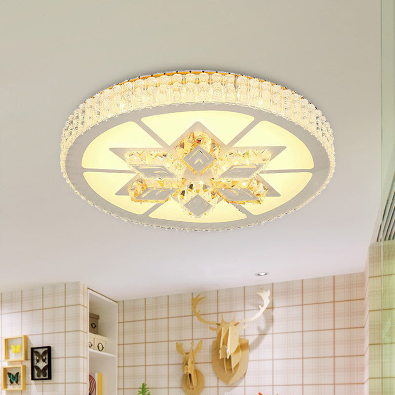 Simple White LED Crystal Flush Mount Lamp - Star/Flower Design | Close to Ceiling Light Fixture for Bedroom