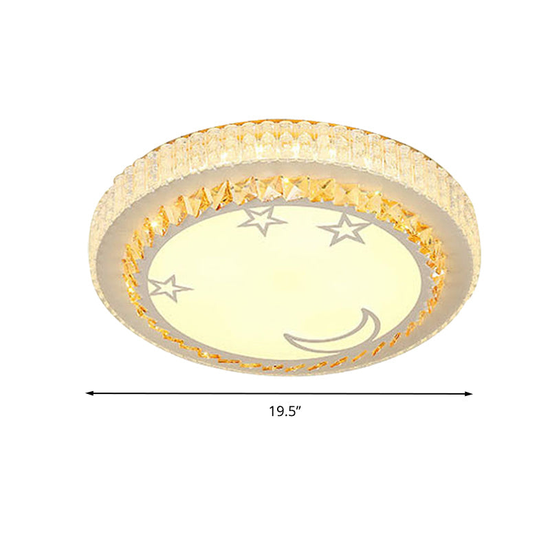 Simple White LED Crystal Flush Mount Lamp - Star/Flower Design | Close to Ceiling Light Fixture for Bedroom