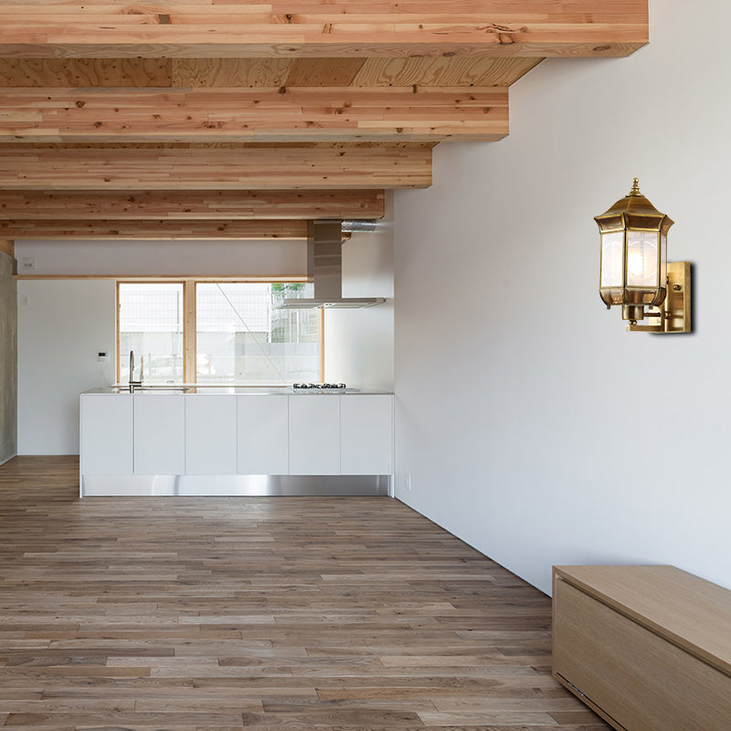 Vintage Metal Wall Sconce Lamp: 1 Head Gold Lighting Fixture for Stairway