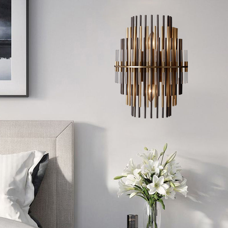 Retro Metallic Tubular Wall Mounted Lamp - Chrome/Black, 1-Light Sconce Lighting