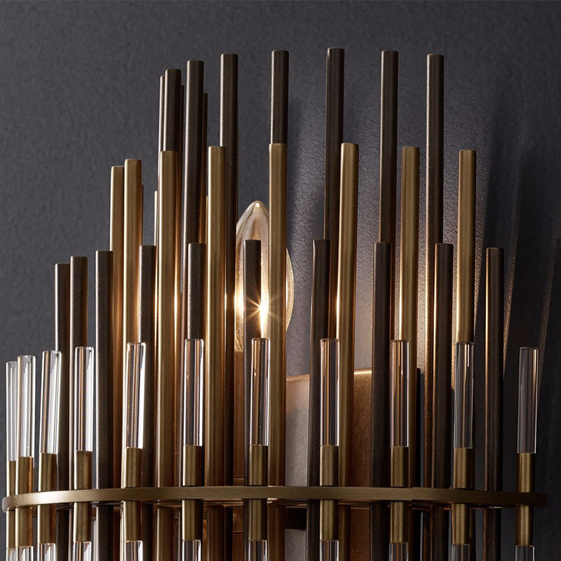 Retro Metallic Tubular Wall Mounted Lamp - Chrome/Black, 1-Light Sconce Lighting