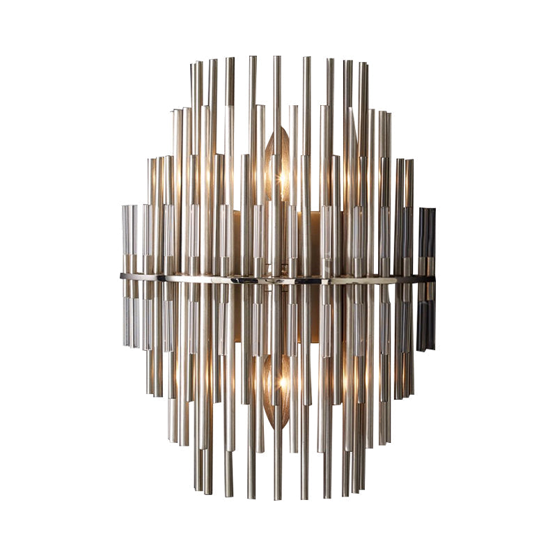 Retro Metallic Tubular Wall Mounted Lamp - Chrome/Black, 1-Light Sconce Lighting