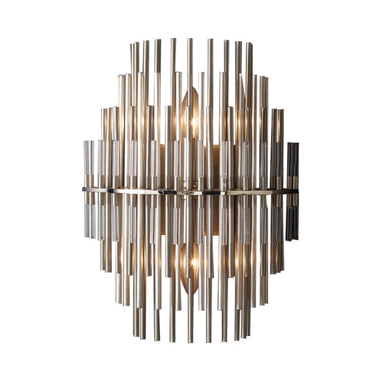 Retro Metallic Tubular Wall Mounted Lamp - Chrome/Black, 1-Light Sconce Lighting