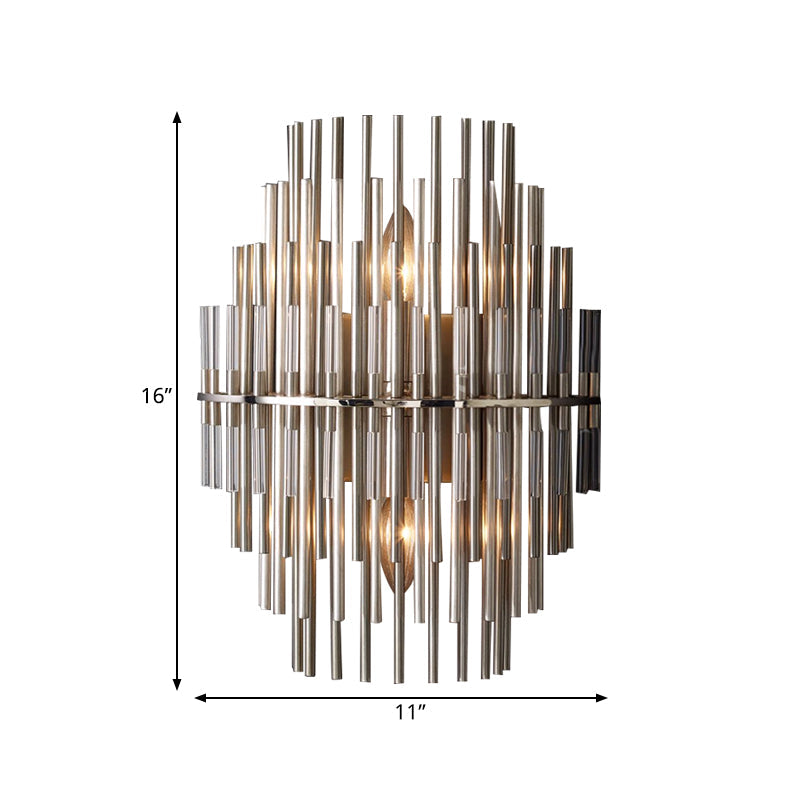 Retro Metallic Tubular Wall Mounted Lamp - Chrome/Black, 1-Light Sconce Lighting