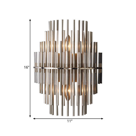 Retro Metallic Tubular Wall Mounted Lamp - Chrome/Black, 1-Light Sconce Lighting