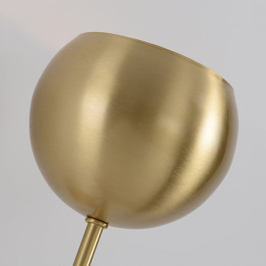 Modernist Brass Wallchiere Sconce with Gold Dome and Pencil Arm - 1-Bulb Light Fixture