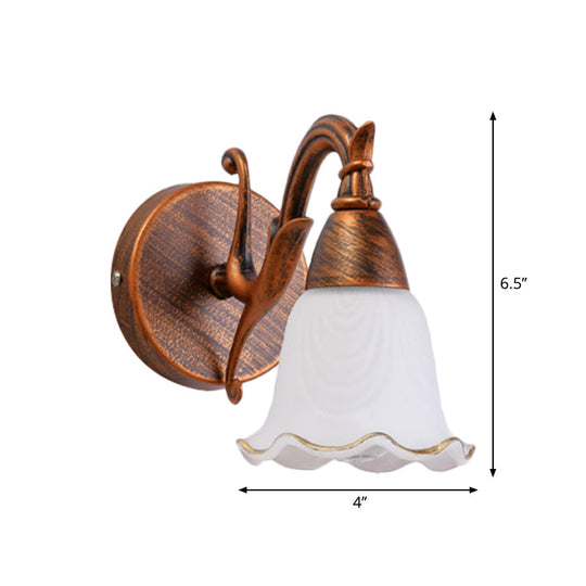 Traditional Style Wall Mounted Light with Petal Shade - Copper/White