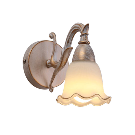 Traditional Style Wall Mounted Light with Petal Shade - Copper/White