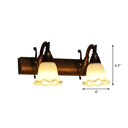 Traditional Style Wall Mounted Light with Petal Shade - Copper/White