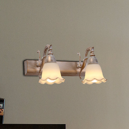 Traditional Style Wall Mounted Light with Petal Shade - Copper/White