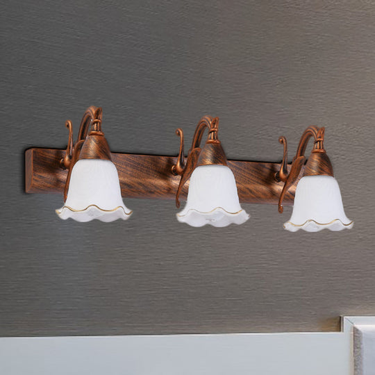 Traditional Style Wall Mounted Light with Petal Shade - Copper/White