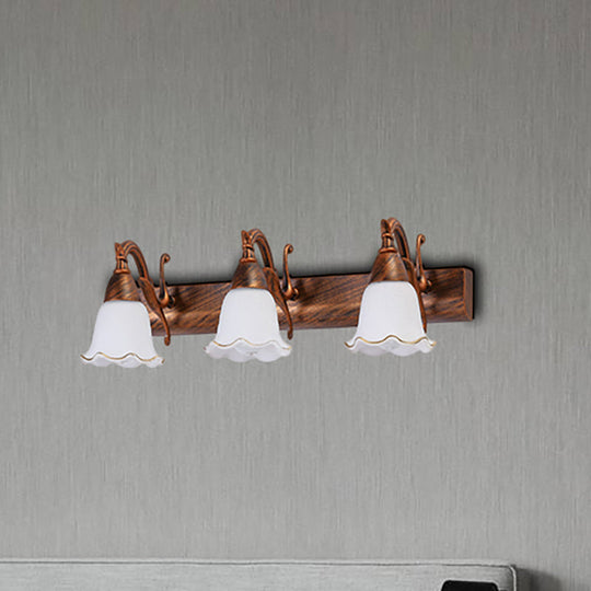 Traditional Style Wall Mounted Light with Petal Shade - Copper/White