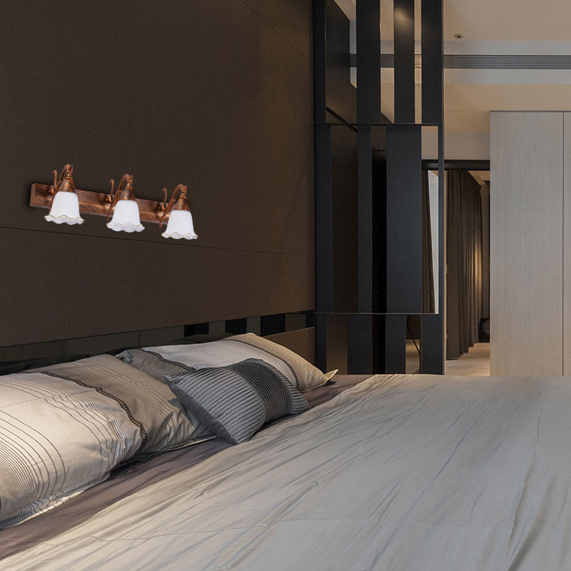 Traditional Style Wall Mounted Light with Petal Shade - Copper/White