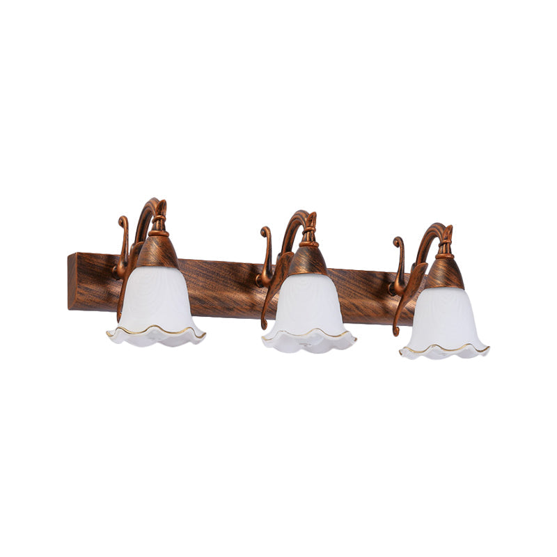 Traditional Style Wall Mounted Light with Petal Shade - Copper/White
