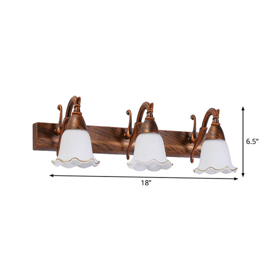 Traditional Style Wall Mounted Light with Petal Shade - Copper/White