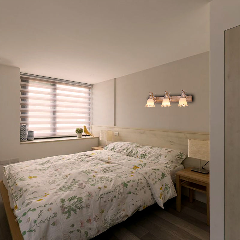 Traditional Style Wall Mounted Light with Petal Shade - Copper/White